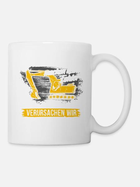 Bagger Shirt · Baustelle · Baumaschine · Feller - Tasse - Weiß