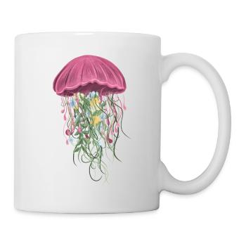 Beautiful drawing JELLYFISH AND FLOWERS - Mug - white - Right