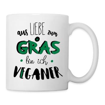 Lustiger Veganer Kiffer Gras Spruch Geschenk - Tasse - Weiß - Rechts
