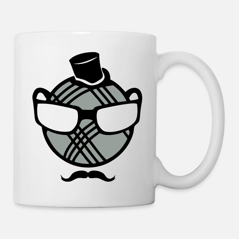 petanque ball smiley mustache glasses - Mug - white
