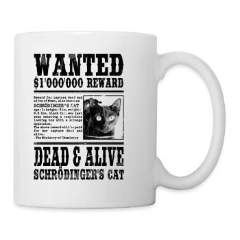 schrödinger's cat wanted black - Mug - white - Right