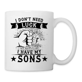 Je n’ai pas besoin de chance j’ai mes fils - Mug blanc - blanc - Droite