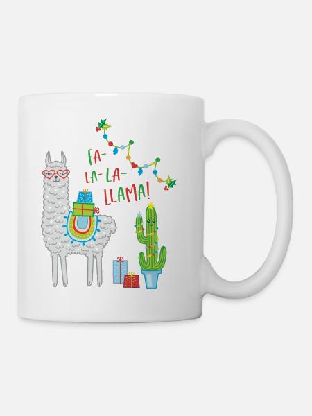 Fa la Llama Pull de Noël Cadeau de Noël - Mug blanc - blanc