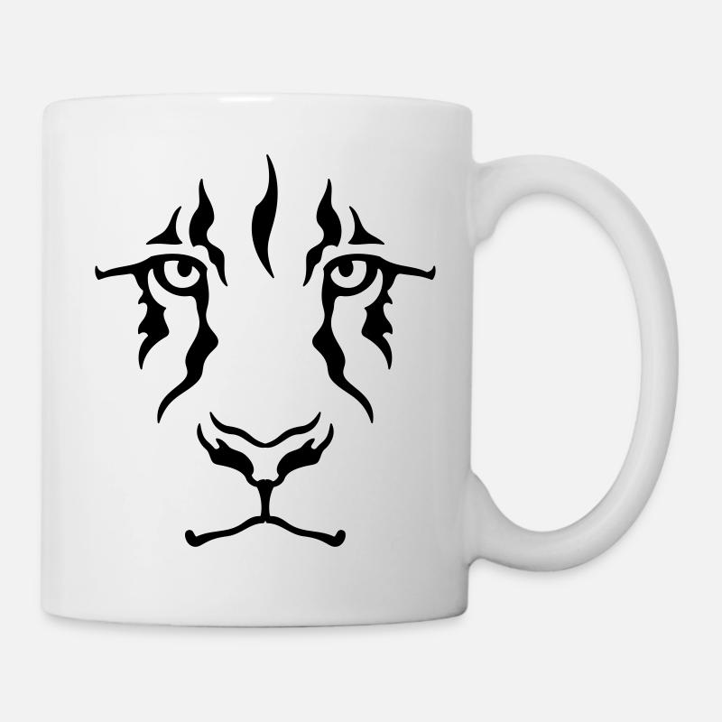 Le Regard du lion (monochrome) - Mug blanc - blanc