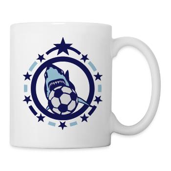 football soccer shark shark hai sports logo - Mug - white - Right
