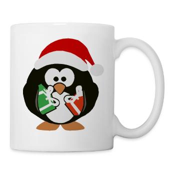Christmas Penguin with gifts and cap - Mug - white - Right
