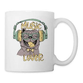 Happy Pug aime la musique - amateur de musique de chien - Mug blanc - blanc - Droite
