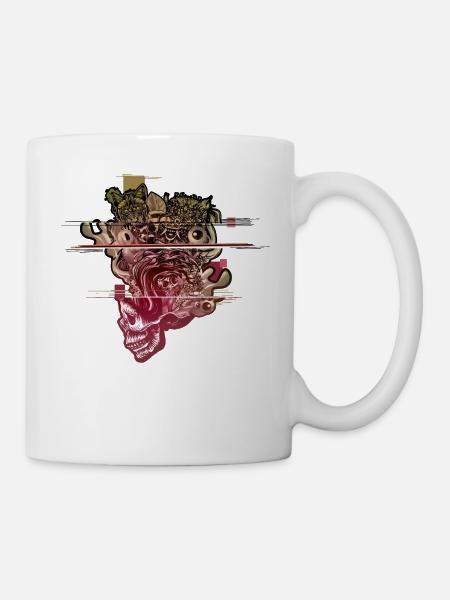 Tête de crâne soufflé Glitch - Mug blanc - blanc