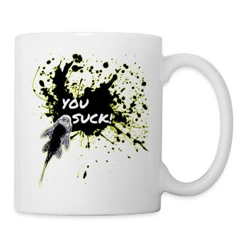 You Suck Pleco Keeper Plecostomus Gold Design - Mug - white - Right