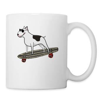 Skating Bullterrier - Skateboard Longboard Dog - Mug - white - Right