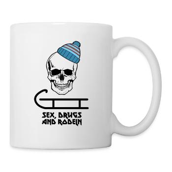 Rodel Skull - Sex, Drugs and Rodeln - Tasse - Weiß - Rechts
