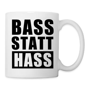 Bass statt Hass ! Peace Love Unity Respect Rave - Tasse - Weiß - Rechts