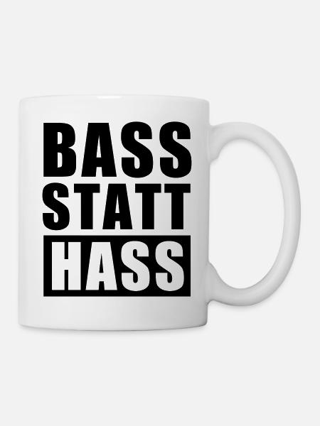 Bass statt Hass ! Peace Love Unity Respect Rave - Tasse - Weiß
