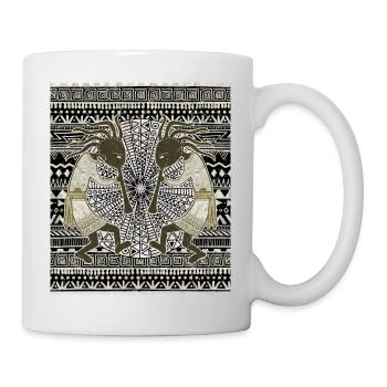 Native American Kokopelli Musicans - Mandala 1 - Mug - white - Right