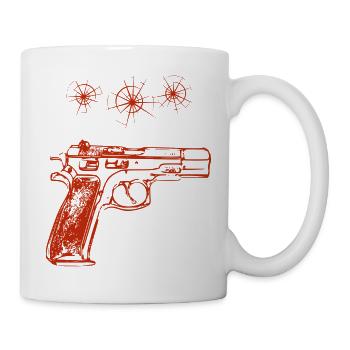 Waffe, Einschusslöcher - Tasse - Weiß - Rechts