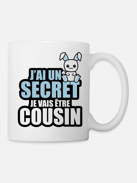 j'ai un secret je vais être cousin - Mug blanc - blanc