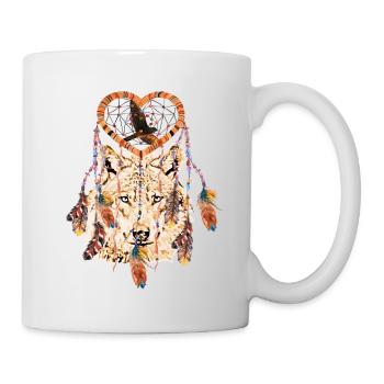 Wolf Traum Traumfänger Mystik Falke - Tasse - Weiß - Rechts