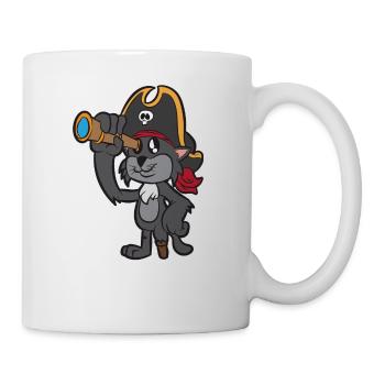 Chat pirate avec télescope et patte en bois - Mug blanc - blanc - Droite