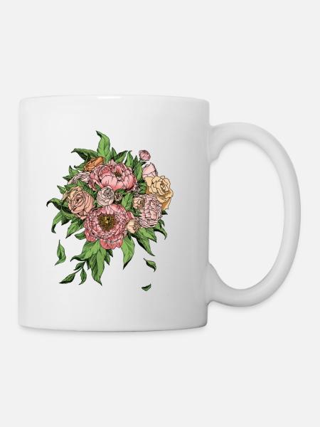 Les fleurs sont le sourire de la terre. Ralph Waldo Emer - Mug blanc - blanc