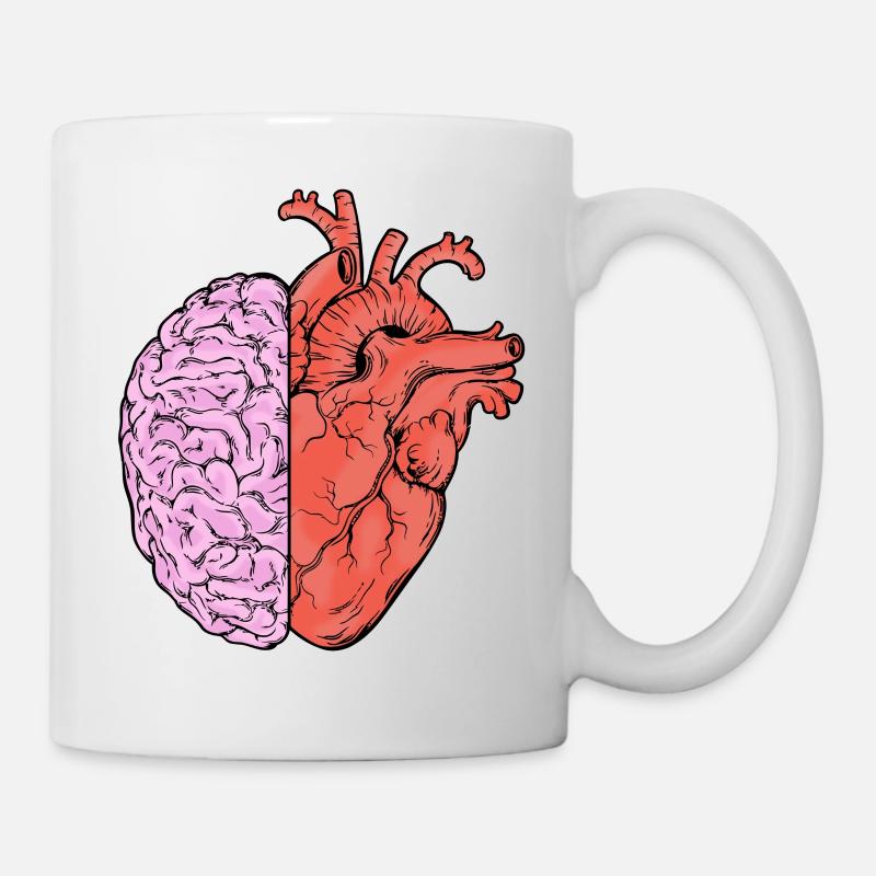 Herz und Gehirn - Tasse - Weiß