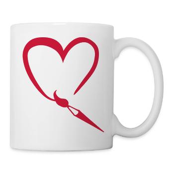 pinceau coeur heart love paint retro draw - Mug blanc - blanc - Droite