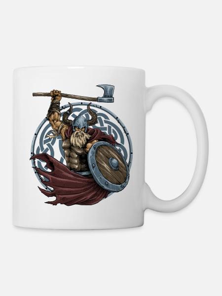 Wikinger Krieger Axt Bart - Tasse - Weiß