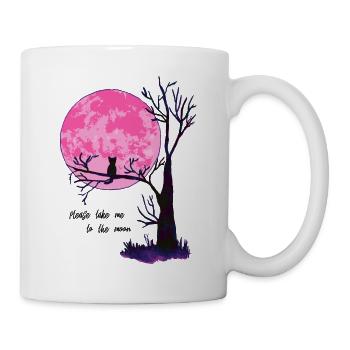 Take Me To The Moon Cat Moon Saying Pink Purple - Mug - white - Right