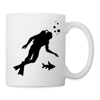 Taucher Silhouette - Tasse - Weiß - Rechts