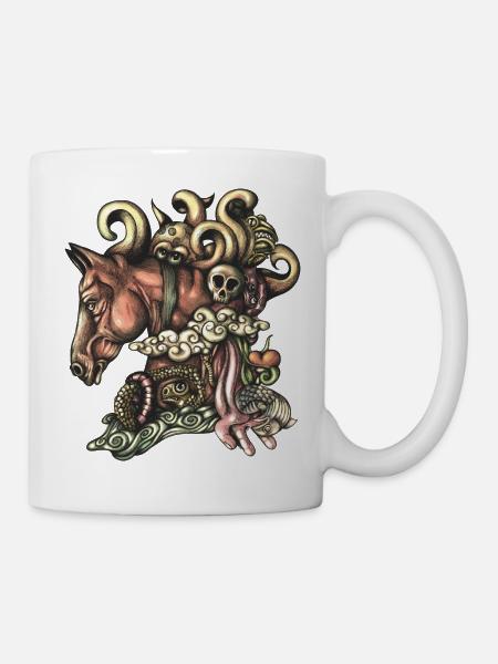 Pferdegekritzel flach - Tasse - Weiß