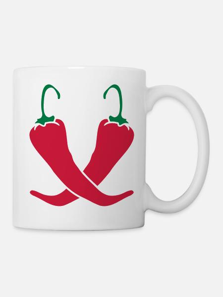 2 chili chilli peppers hot hot - Mug - white