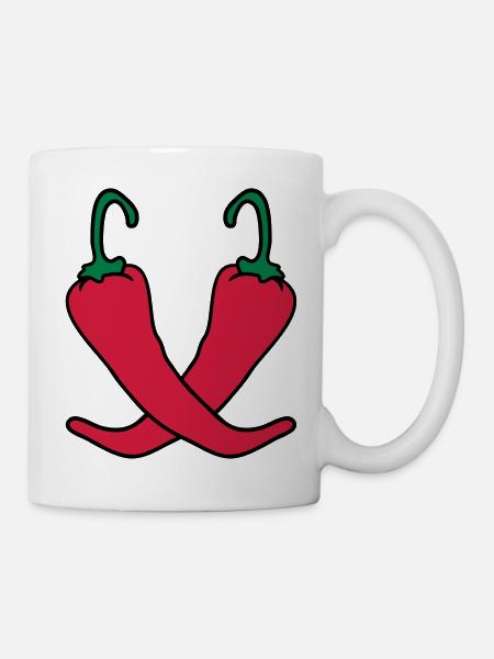 2 chili chilli peppers hot hot - Mug - white