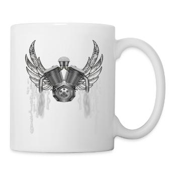 Fliegender Motorrad Motor - Tasse - Weiß - Rechts