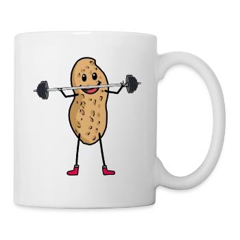 Erdnuss Sportler Hantel Bodybuilder Sport - Tasse - Weiß - Rechts
