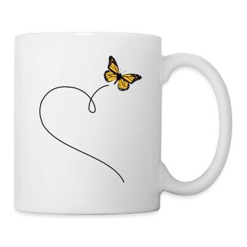 Schmetterling mit Herz - Tasse - Weiß - Rechts