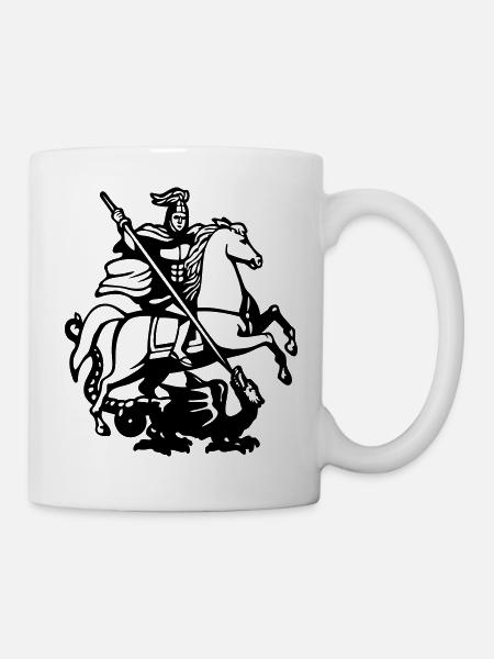 Knight Saint George slaying the dragon - Mug - white