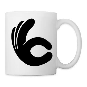 hand ok loch zeigen gut handschuh comic cartoon sc - Tasse - Weiß - Rechts