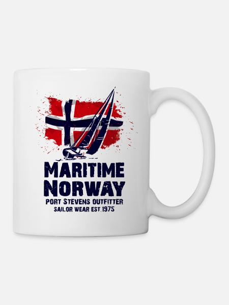 Maritime Sailing - Norway Flag - Vintage Look - Tasse - Weiß