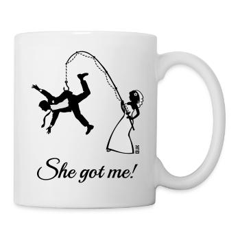 She Got Me! (Groom / Stag Party / Bachelor Party) - Tasse - Weiß - Rechts