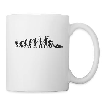 Bier – Shirt Evolution Trinken Geschenk - Tasse - Weiß - Rechts