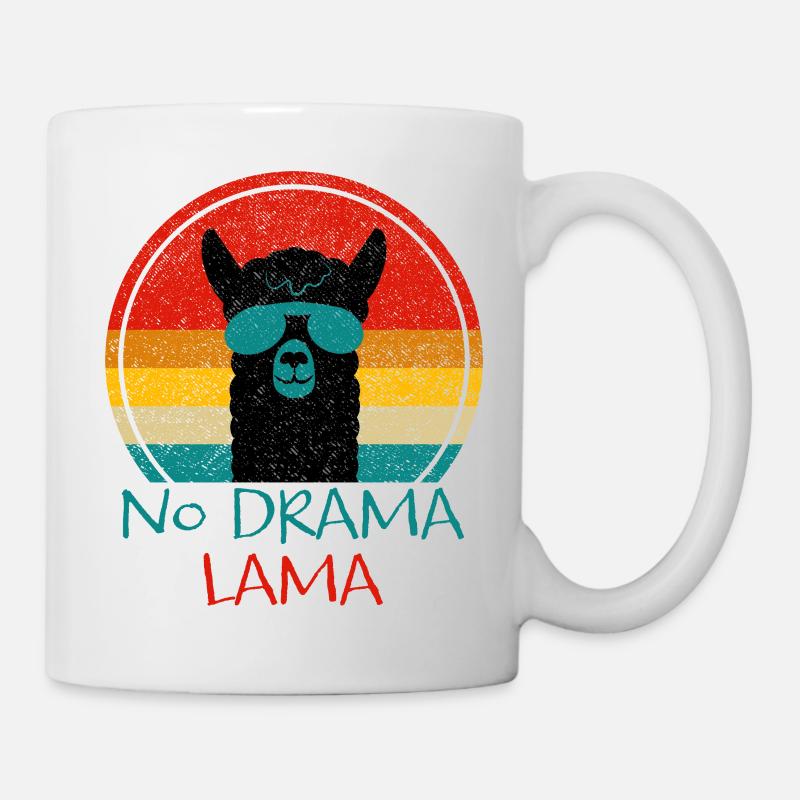 No Drama Lama | retro Lama Geschenk - Tasse - Weiß