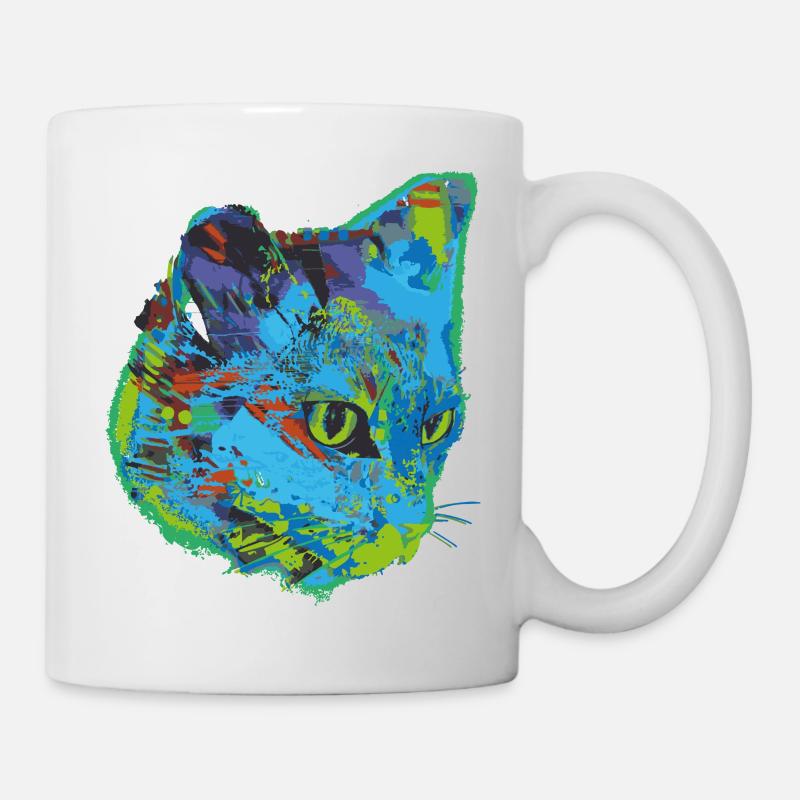 chat, chat, illustration, graffiti, chat, - Mug blanc - blanc