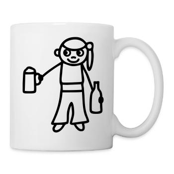 Strichmännchen Bier - Tasse - Weiß - Rechts