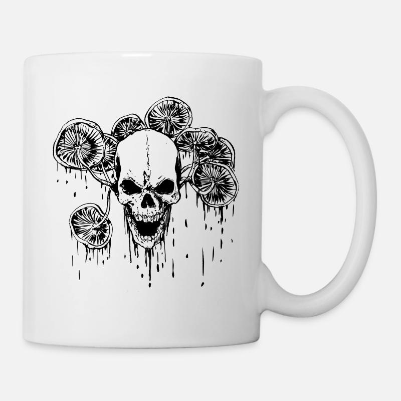 Totenkopf und Pilze - Tasse - Weiß