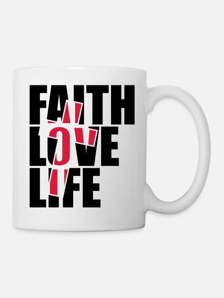 croire vie croix rouge conception jésus fraîche fo - Mug blanc - blanc