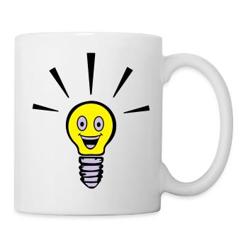 Light bulb with smiley - big idea - Mug - white - Right
