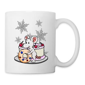 Xmas Christmas Mouse Snacking Christmas Gift - Mug - white - Right