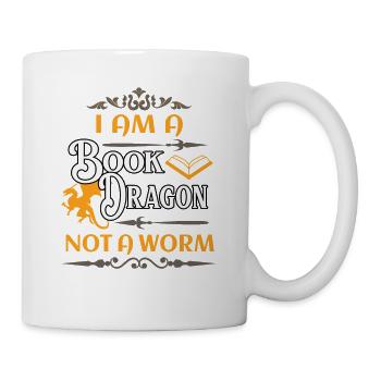 Bücher Drache Lesewurm Fantasy Romane Fan - Tasse - Weiß - Rechts