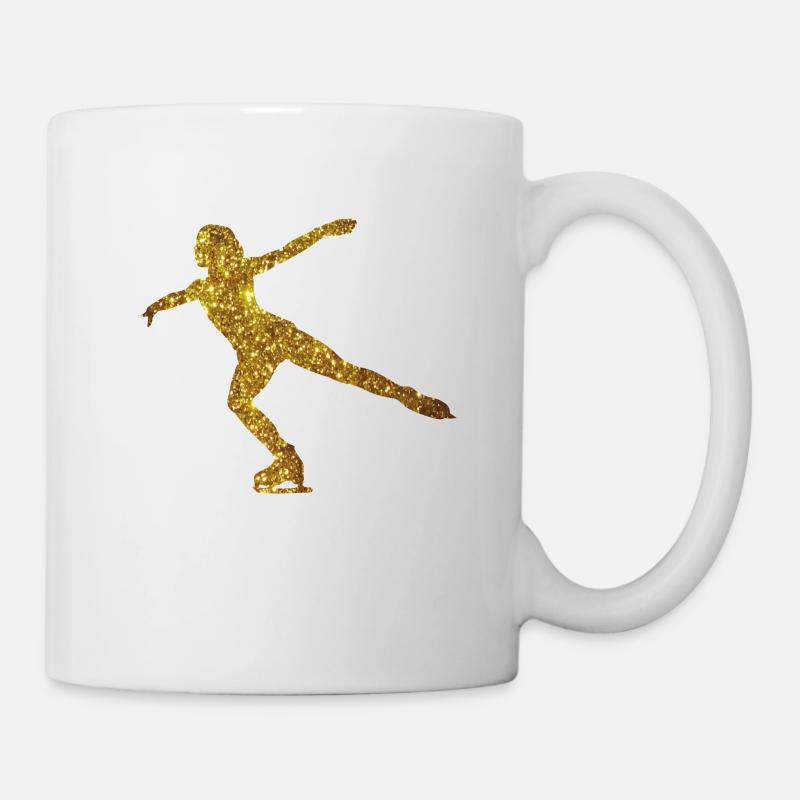 Eiskunstlaeuferin Silhoeutette Gold Eiskunstlauf - Tasse - Weiß