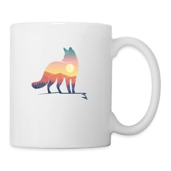Silhouette de renard avec art paysage nature - Mug blanc - blanc - Droite