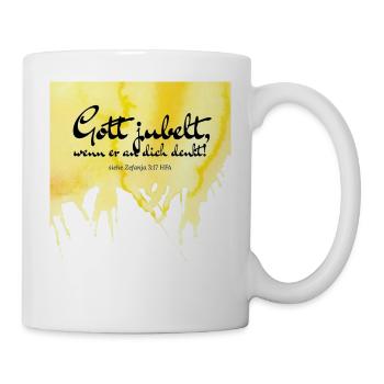 God cheers when he thinks of you! - Mug - white - Right